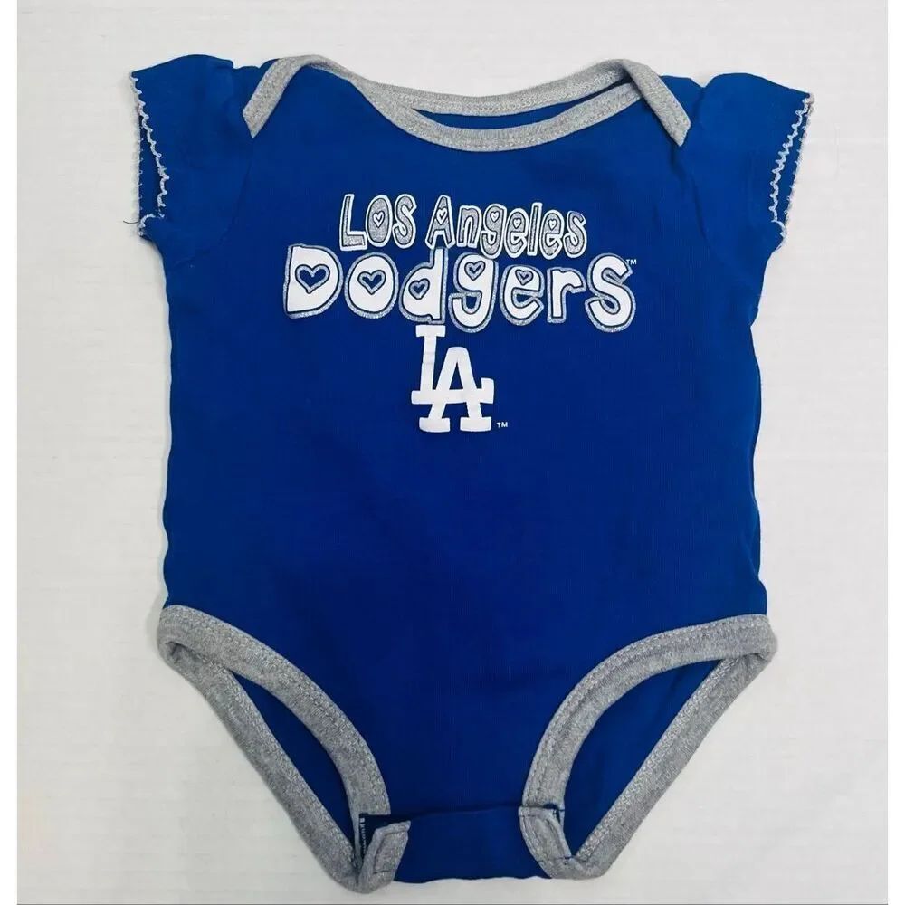 Genuine Merchandise MLB LA Dodgers Bodysuit Blue With Gray Trim Girls Size 3